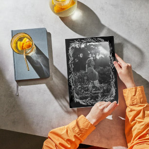 Invitation White Botanical Photo Funeral Program