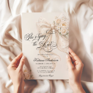 Invitation White Bow She's Tying the Knot Bridal Shower