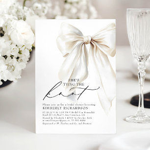 Invitation White Bow She's Tying the Knot Fête des mariées