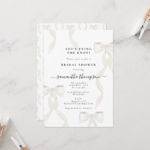 Invitation White Bow She's Tying the Knot Fête des mariées Pa