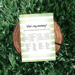 Invitation White Bunny Green Who's My Mommy Baby shower Jeu