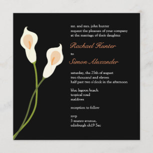 Invitation White Calla Lilies Mariage Invitiation - noir