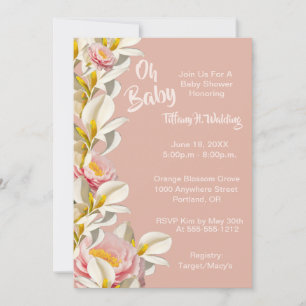 Invitation White Calla Lily & Peony Oh Baby Girl Baby shower