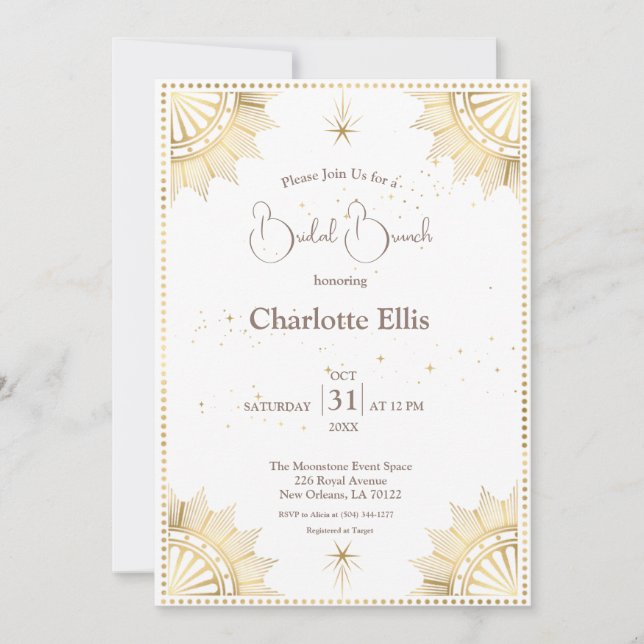 Invitation White Celestial Soleil et Lune Bridal Brunch Douch (Devant)