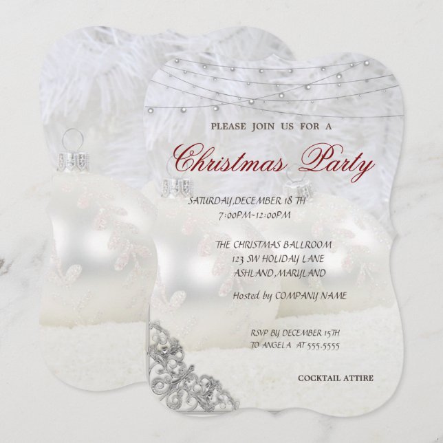 Invitation White Christmas Balls Company (Devant / Derrière)