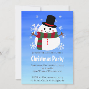 Invitation White Christmas Snowman