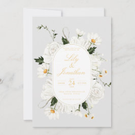 Invitation White Daisey et Mariage Rose