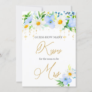 Invitation White Daisy Blue Floral Devinez Combien De Baisers