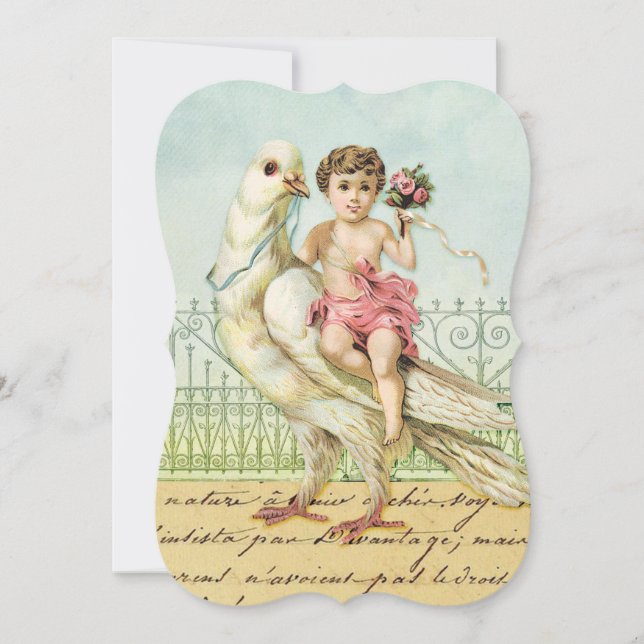 Invitation White Dove et Cherub Baby shower 2 (Devant)
