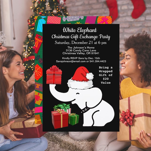 Invitation White Elephant Christmas Gift Exchange Party (White Elephant Christmas Gift Exchange Party Invitation)