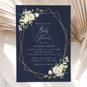 Invitation White Flowers, Cream Flowers, Boho, Baby Shower