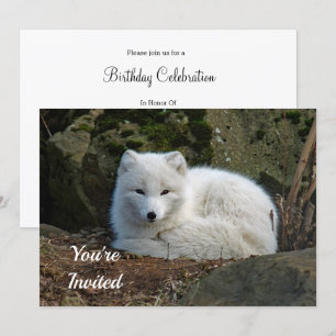 Invitation White Fox Photo Anniversaire