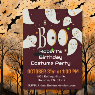 Invitation White Friendly Fantômes Anniversaire fête d'Hallow