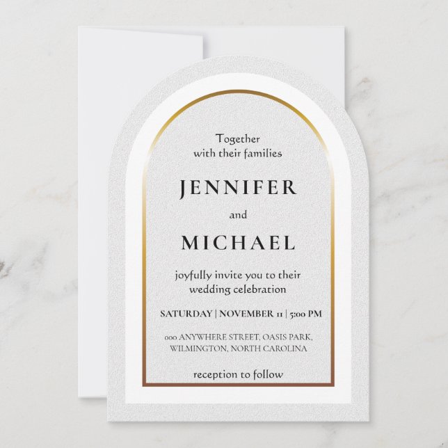 Invitation White gold and black wedding (Devant)