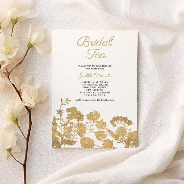 Invitation White gold flower bridal tea party Bridal Shower  (White gold flower bridal tea party Bridal Shower )