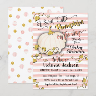 Invitation White Gold Little Citrouille Baby Shower invitatio