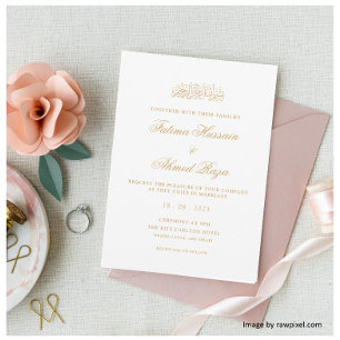 Invitation White Gold Nikah Mariage musulman islamique