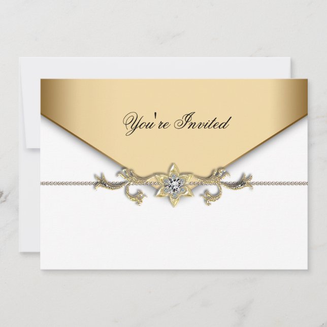 Invitation White Gold White Corporate Party Modèle (Devant)