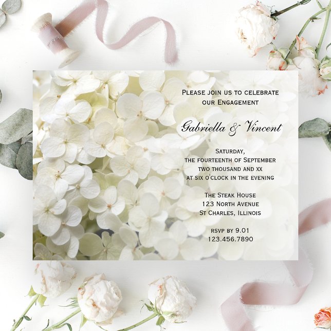 Invitation White Hydrangea Floral Engagement Party (Créateur téléchargé)