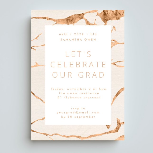 Invitation White Ivory Oasis Gold Graduation Photo Party (Créateur téléchargé)