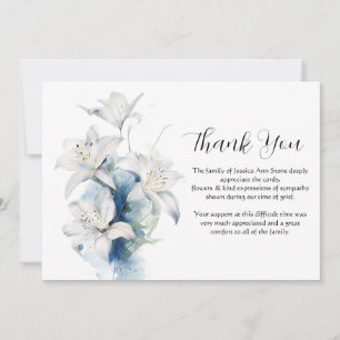 Invitation White Lilies Floral Funeral Merci de la mort