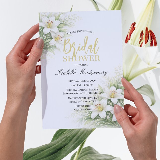 Invitation White Lilium Elegant Bridal Shower Floral (White Lilium Elegant Bridal Shower Floral Invitations
)