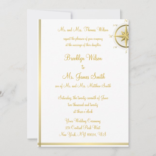 Invitation White Nautical Wedding (Devant)