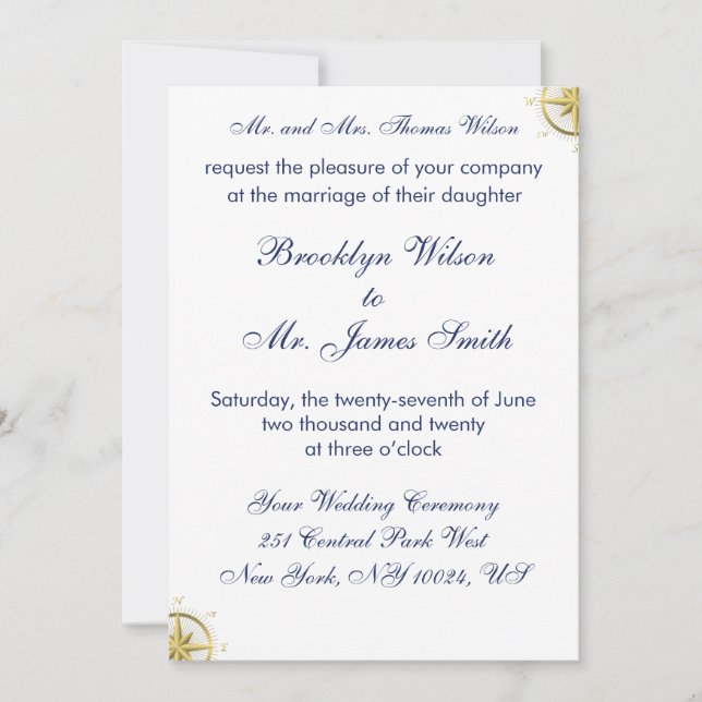 Invitation White Nautical Wedding (Devant)