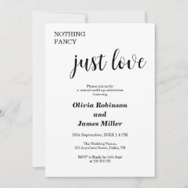 Invitation White Nothing Fancy Just Love Casual Wedding