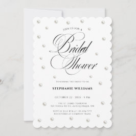 Invitation White Pearls Bridal Shower