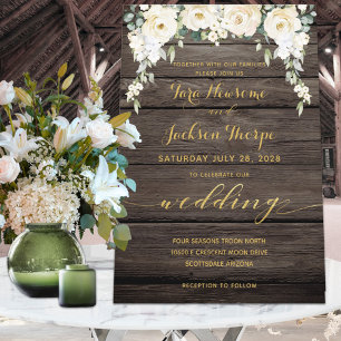 Invitation White Peony Epiphany Mariage Rustic Barne