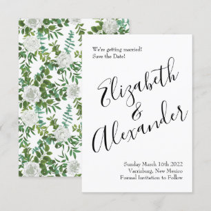 Invitation White Peony & Rose Floral Wedding Enregistrer la d