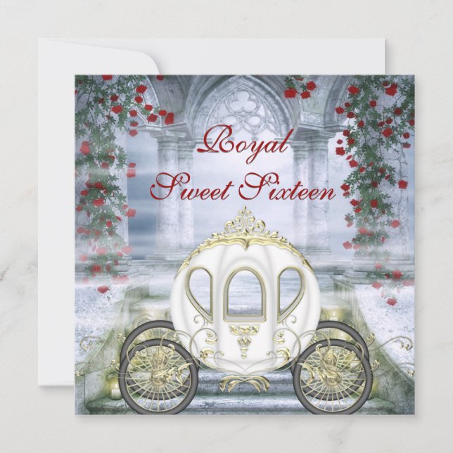 Invitation White Princess Carriage Enchanted Sweet 16 (Devant)