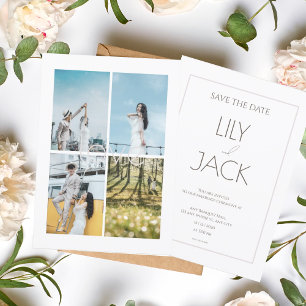 Invitation White Romance Love Photo Collage Mariage