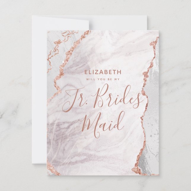 Invitation White & Rose Gold Serez-Vous Ma Jr Bridesmaid (Devant)