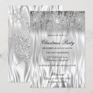 Invitation White Silver Winter Wonderland Christmas Party