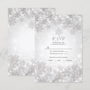 Invitation White Snowflakes Winter Wonderland Wedding RSVP