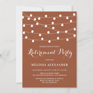 Invitation White String Lights Terracotta Retraite Party
