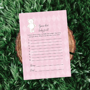 Invitation White Teddy Bear Guess The Baby Food Douche Jeu