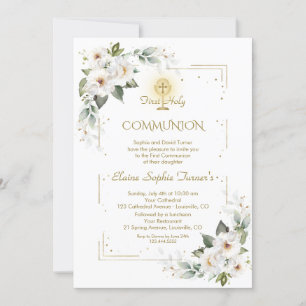 Invitation White Wild Rose Parties scintillant d'or Première