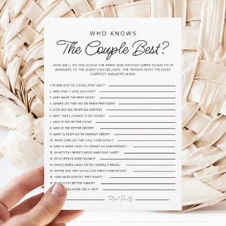 Invitation Who knows The Couple Best Game Bridal Shower Game