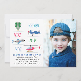 Invitation Whoosh Vroom woo Air fête d'anniversaire photo