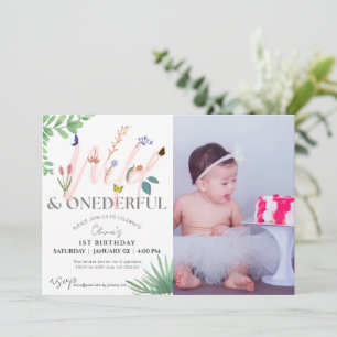 Invitation Wild and Onederful fleur sauvage photo 1er anniver