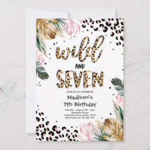 Invitation Wild And Seven Empreinte de léopard 7e fête d'anni