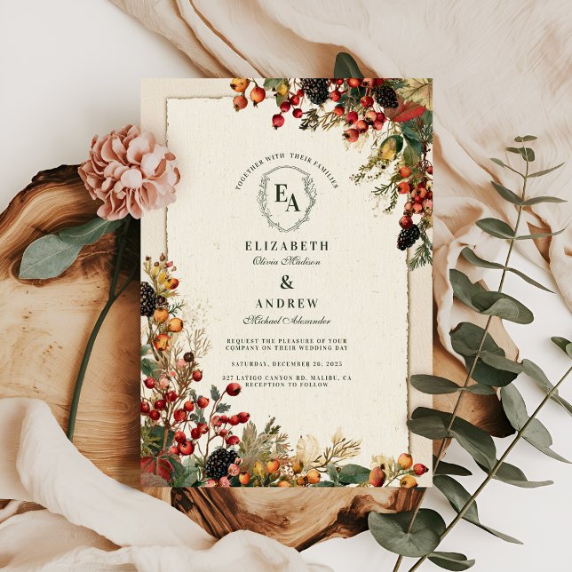 Invitation Wild Berry Rustic Garden Wedding (Créateur téléchargé)