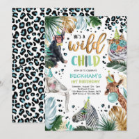 Wild Child Boy Safari Animaux Anniversaire