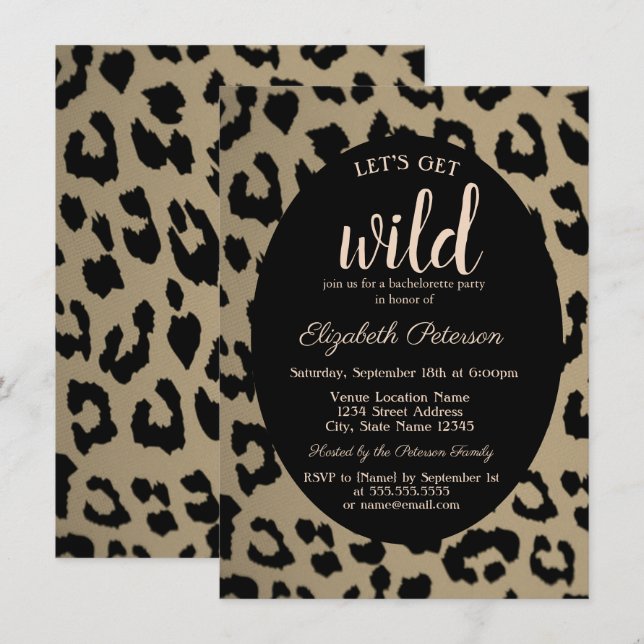 Invitation Wild, Empreinte de léopard animal Bachelorette (Devant / Derrière)