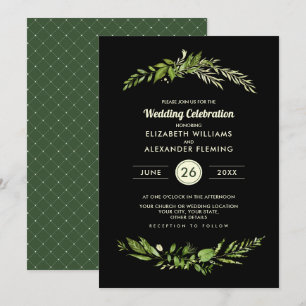 Invitation Wild Meadow Green Mariage botanique noir