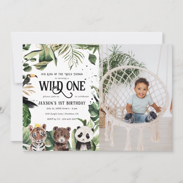 Invitation Wild One 1er anniversaire | Couronne du roi des ob (Devant)