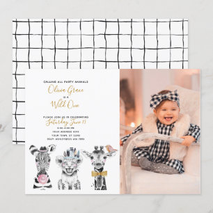 Invitation Wild One Animal Safari bébé 1er anniversaire Photo